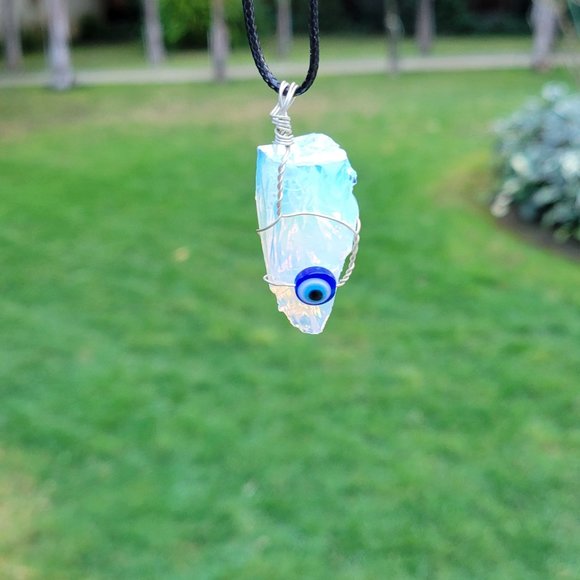 Opal Evil Eye Pendant - Picture 3 of 14